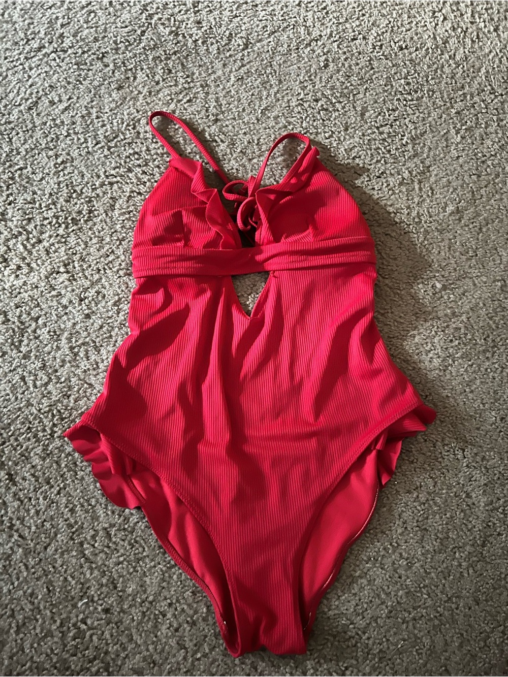 Ribbed One-Piece Swimsuit in Bright Red